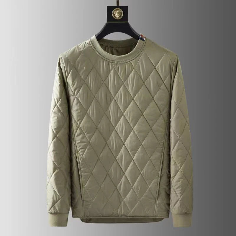 Autumn Winter Men's Two-piece Set O-neck Pullover Cotton Coat Pants Men Pajamas Geometric Patter Warm Thicke Suit Male Outfits